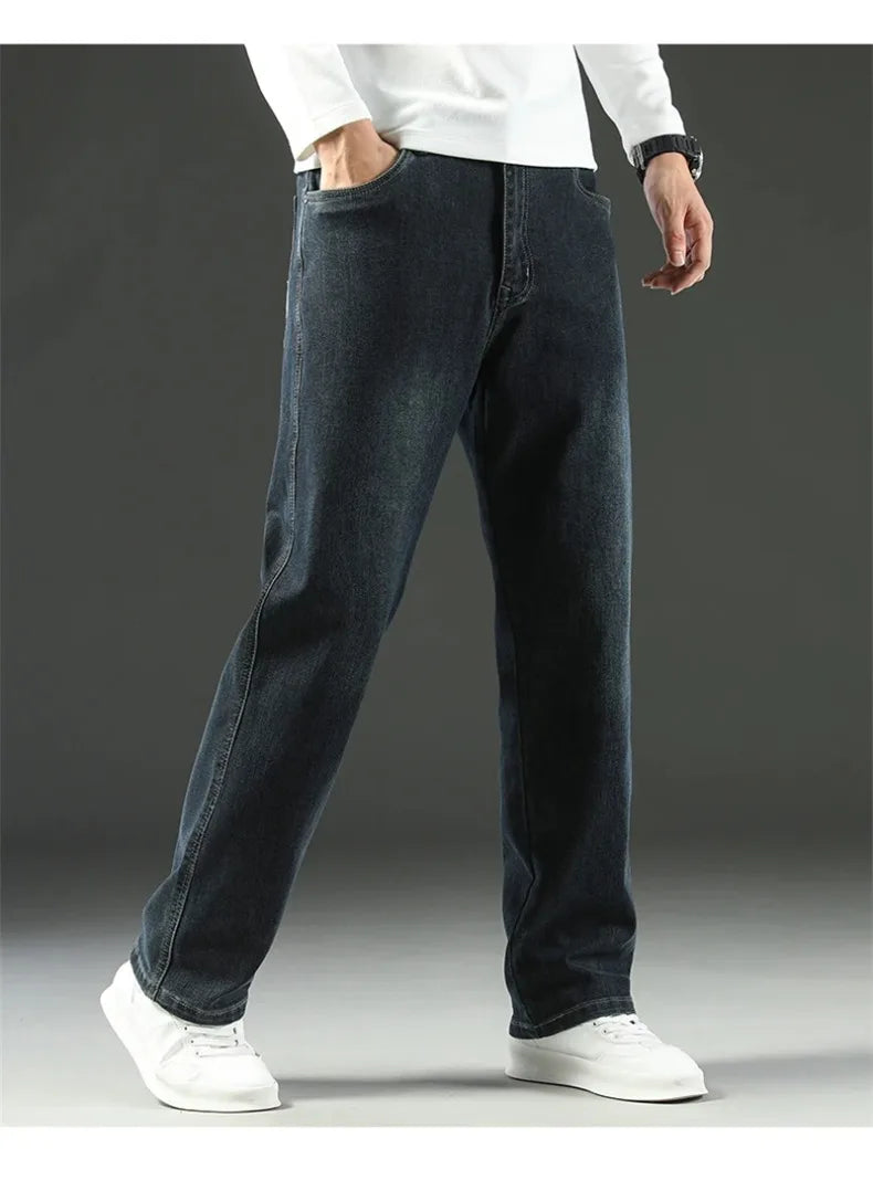 Stretchy Men’s Jeans - Wide Leg, Cotton, Business Casual