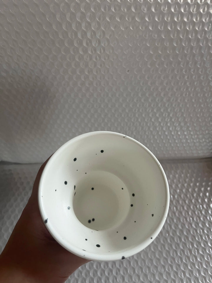 Ceramic Bowl 4 Inch Speckled White Retro Microwave Safe