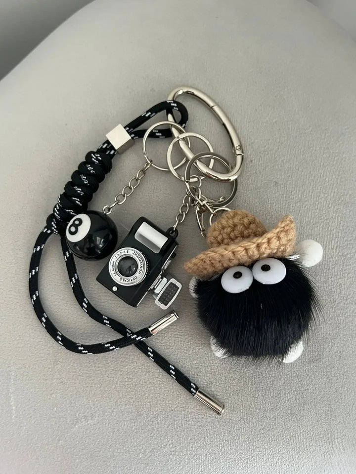 Braid Rope Bag Charm Leather Dachshund Keychain Aesthetic