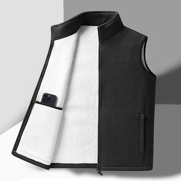 Warm Mens Fleece Vest - Sleeveless, Lamb Fleece, Winter