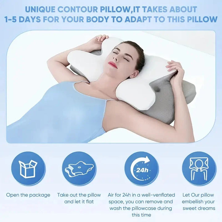 Memory Foam Cervical Neck Pillow Orthopaedic Slow Rebound Support for Sleep &amp; Relaxation