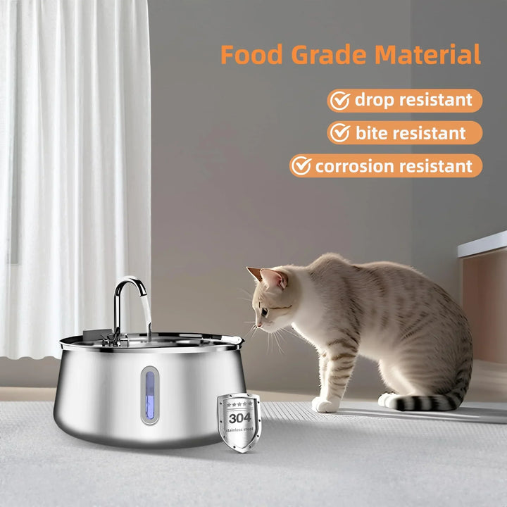 Stainless Steel Cat Water Fountain 4L - Automatic Multi-Layer Filtration Pet Drinking Dispenser