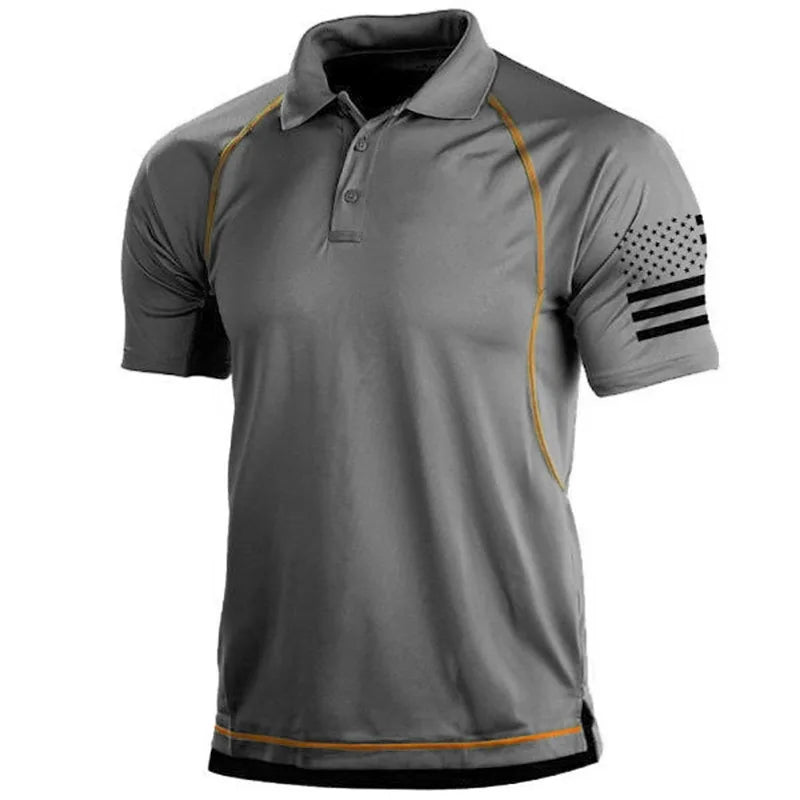 Summer Hiking T-Shirts Men Casual Loose Lapel Short-Sleeved Breathable Sports Tees