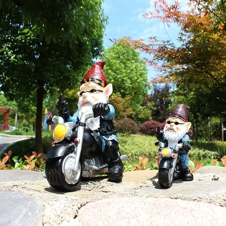 Garden Gnome Resin Statue Motorcycle Rider Dwarf Figurine Fall 2026 Outdoor Yard Decor Gift Idea