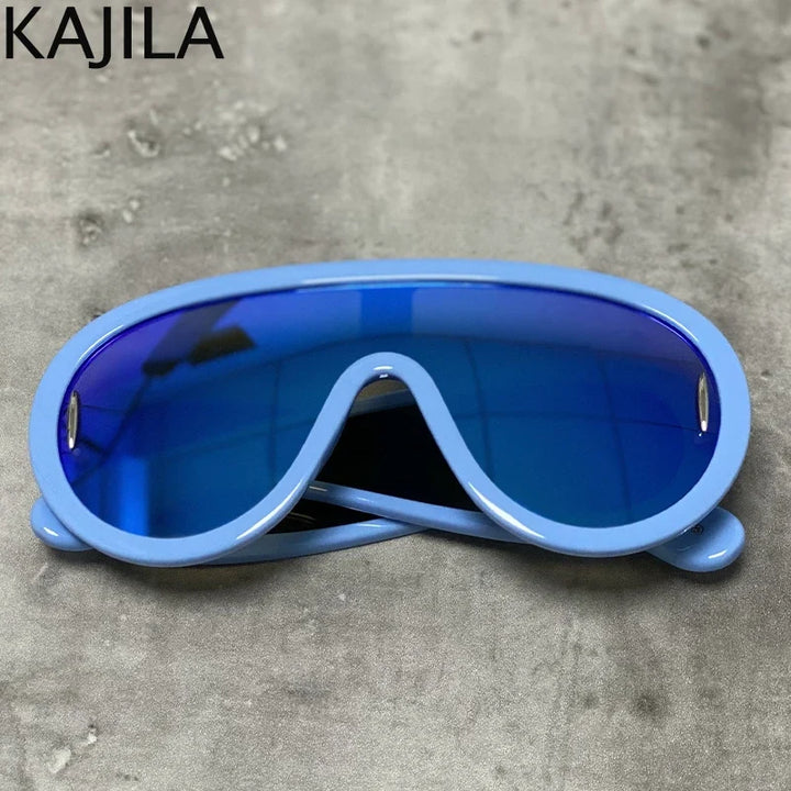 Sunglasses White Frame Oversized Wave Mask Goggles Y2K Punk Steampunk Eyewear TikTok Viral 2026