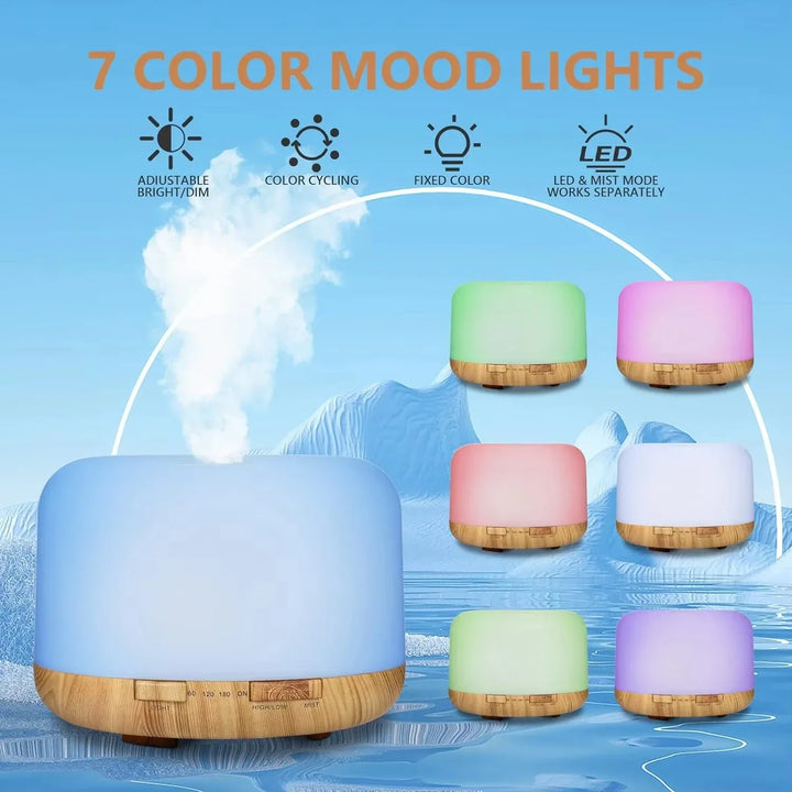 Air Humidifier Essential Oil Diffuser 500ML Ultrasonic LED Lamp