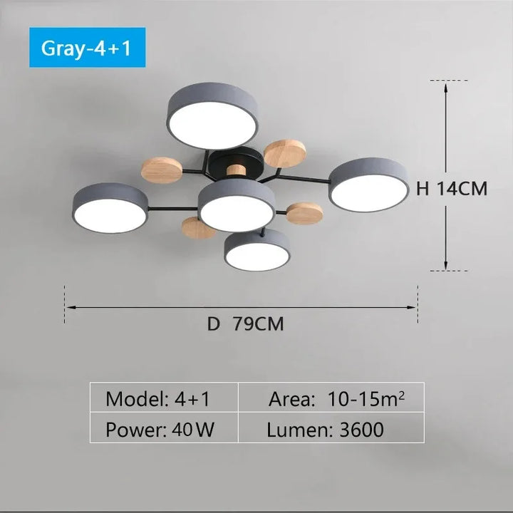 Ceiling Light LED Modern Fixture With Circular White Shades For Living Room