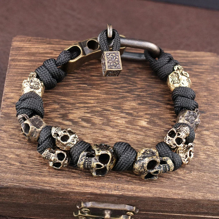 Skull Paracord Bracelet Gothic Wristband Halloween 2026 Gift Idea Adjustable Braided Jewelry