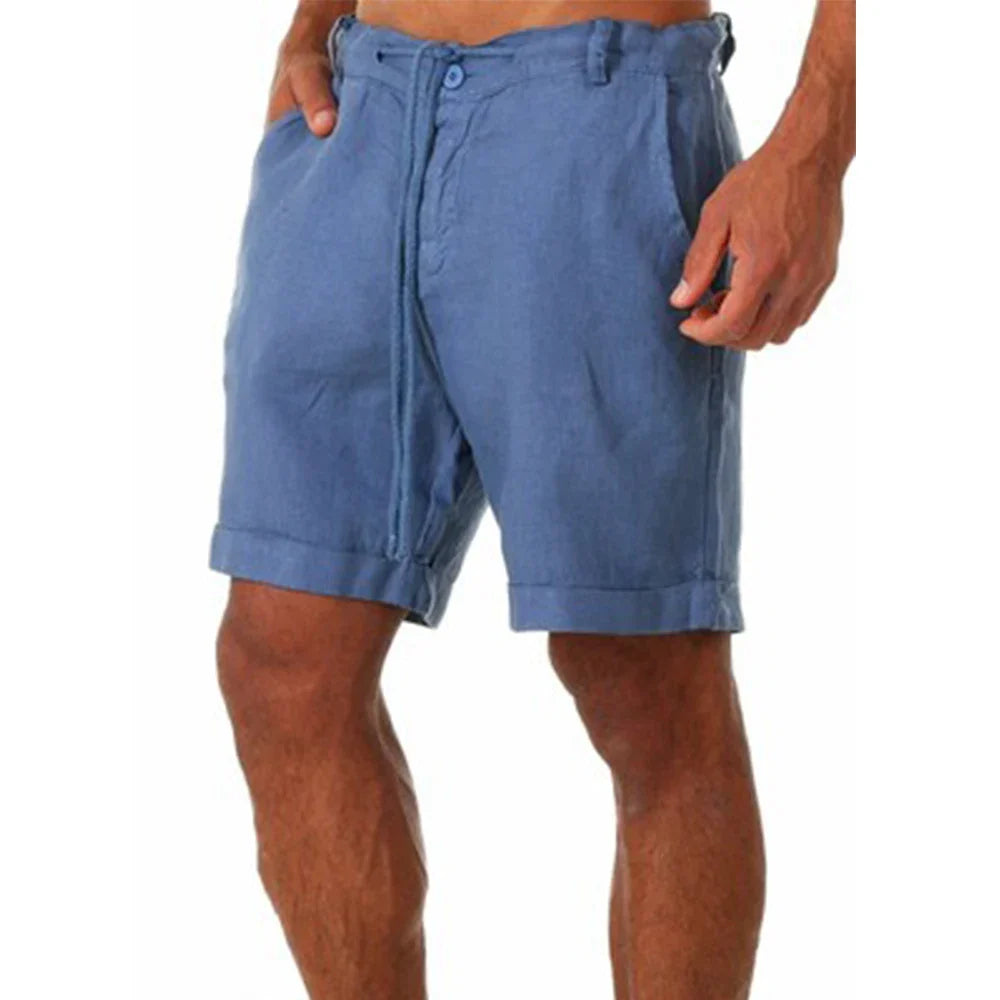 Lightweight Breathable Cotton Linen Summer Shorts for Men, Relaxed Fit Casual Beach Wear