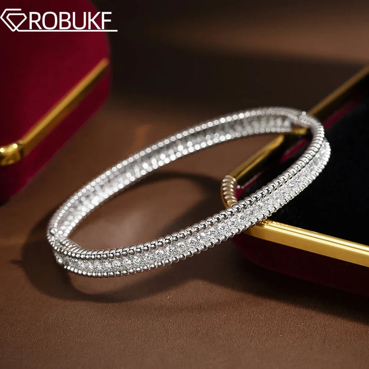 Moissanite 2mm Bracelet 18K Gold Plated Tennis Bangle
