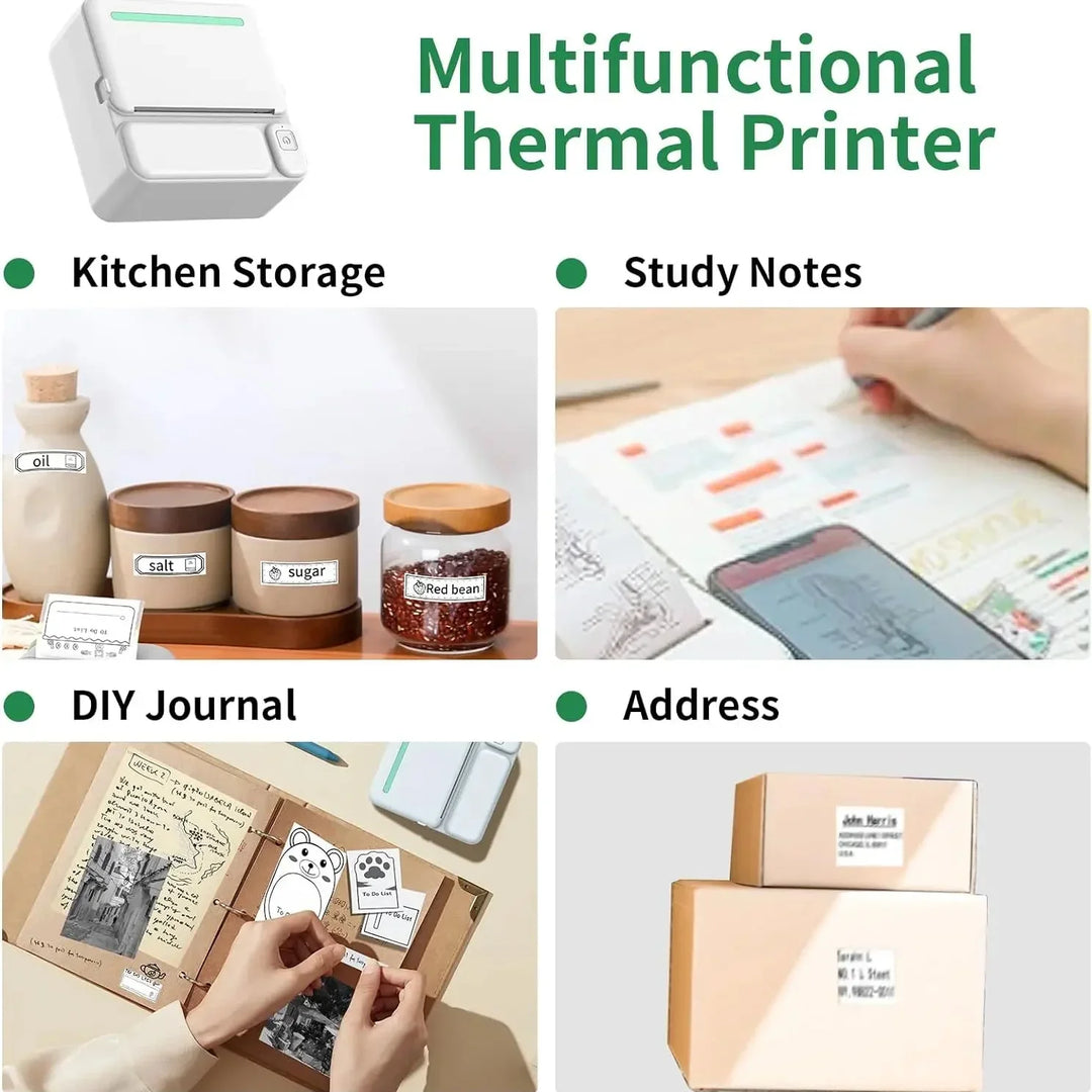 Portable Mini Thermal Label Printer for Android iOS - Inkless Pocket Printer, Home Office Use