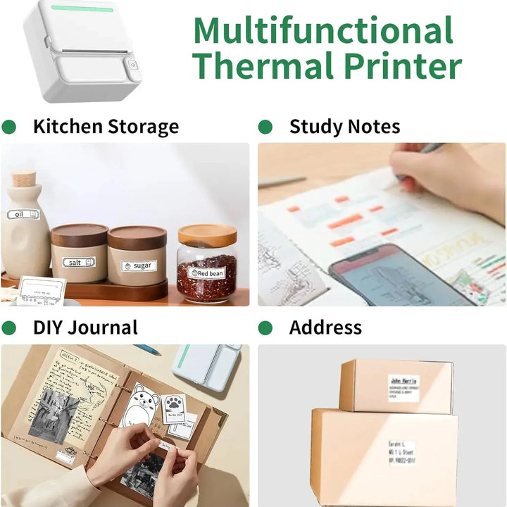 Portable Mini Thermal Label Printer for Android iOS - Inkless Pocket Printer, Home Office Use