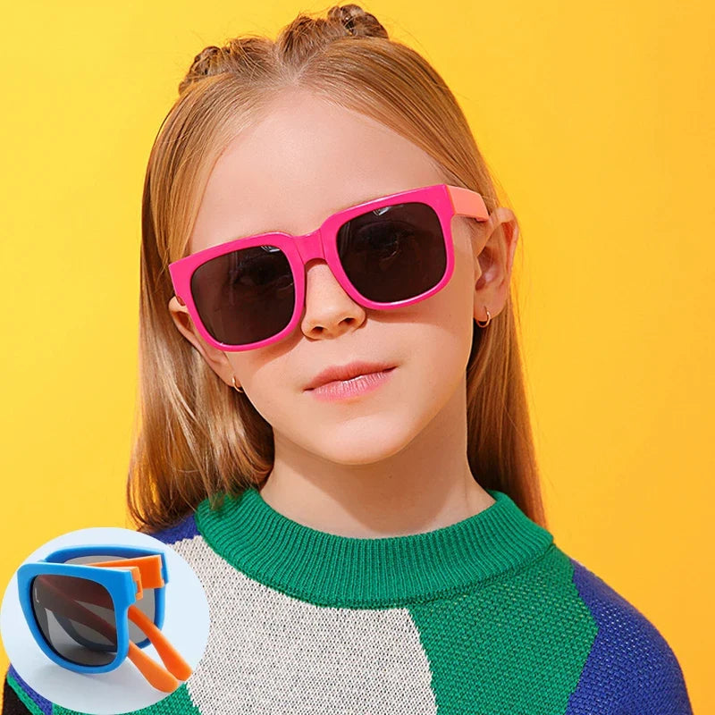 Kids Sunglasses Foldable Square Frame UV400 Protection for Outdoor Play Summer 2026 Gift Idea