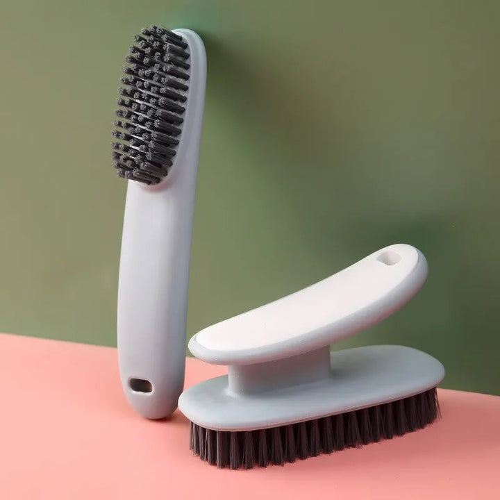 Soft Bristled 2pc Household Cleaning Brushes - Long Handle Shoe &amp; Clothes Brush Set