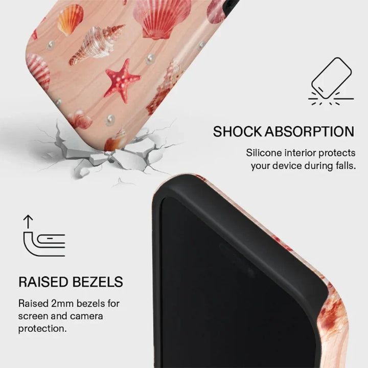 Tropical Ocean Double-Layer iPhone Case - PC TPU Cartoon Design Washable Cover for iPhone 11 to 17