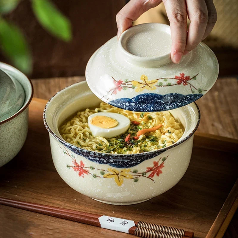 Instant Ramen Bowl With Lid Porcelain Large Capacity