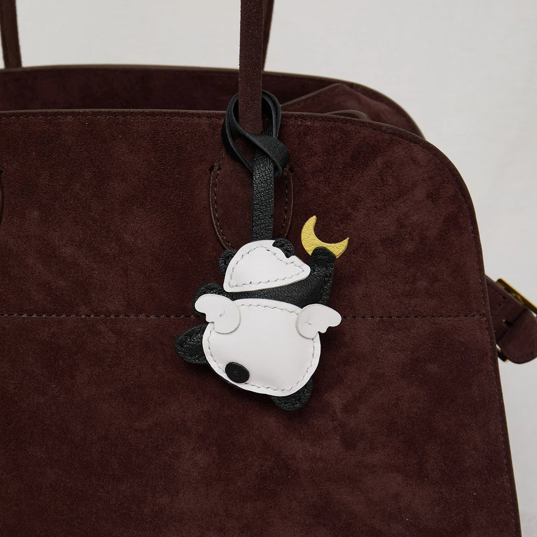 Leather Bag Charm No Face Keychain Black Cozy Cute Gift