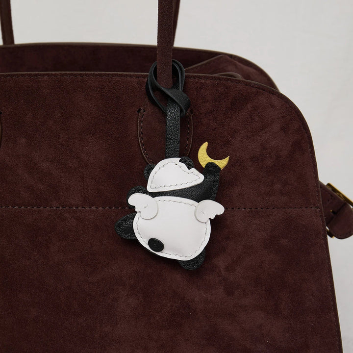 Leather Bag Charm No Face Keychain Black Cozy Cute Gift