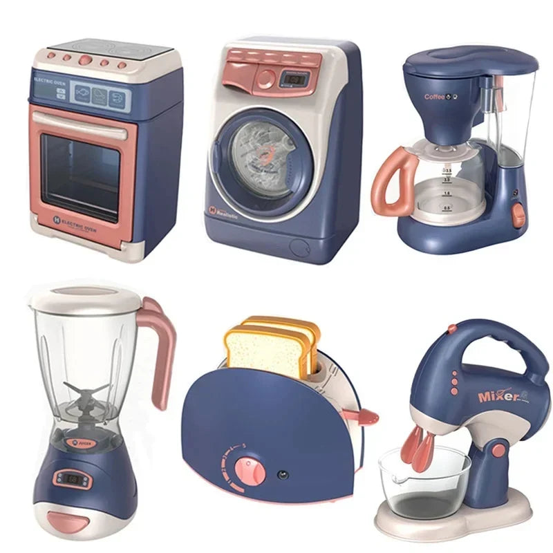 Pretend Kitchen Playset - Electric Vacuum, Juicer, Washing Machine &amp; Water Sweeper Toys for Kids