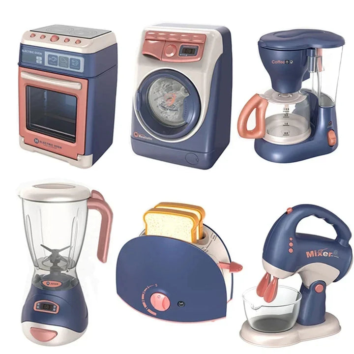 Pretend Kitchen Playset - Electric Vacuum, Juicer, Washing Machine &amp; Water Sweeper Toys for Kids