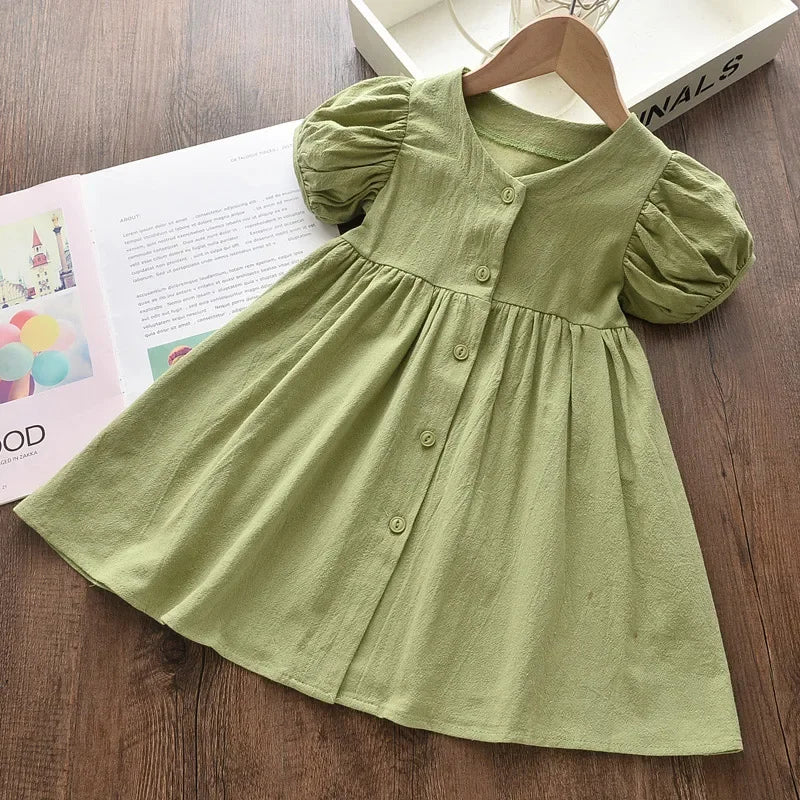 Lightweight girls’ dress – flowy a-line, floral butterfly print, casual wear for everyday adventures