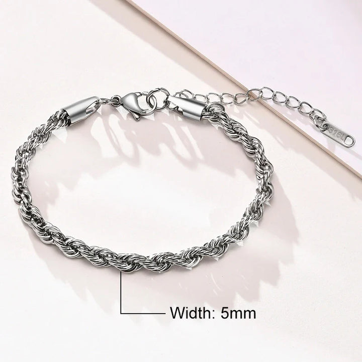 Stainless Steel Rope Chain Bracelet Twisted Singapore