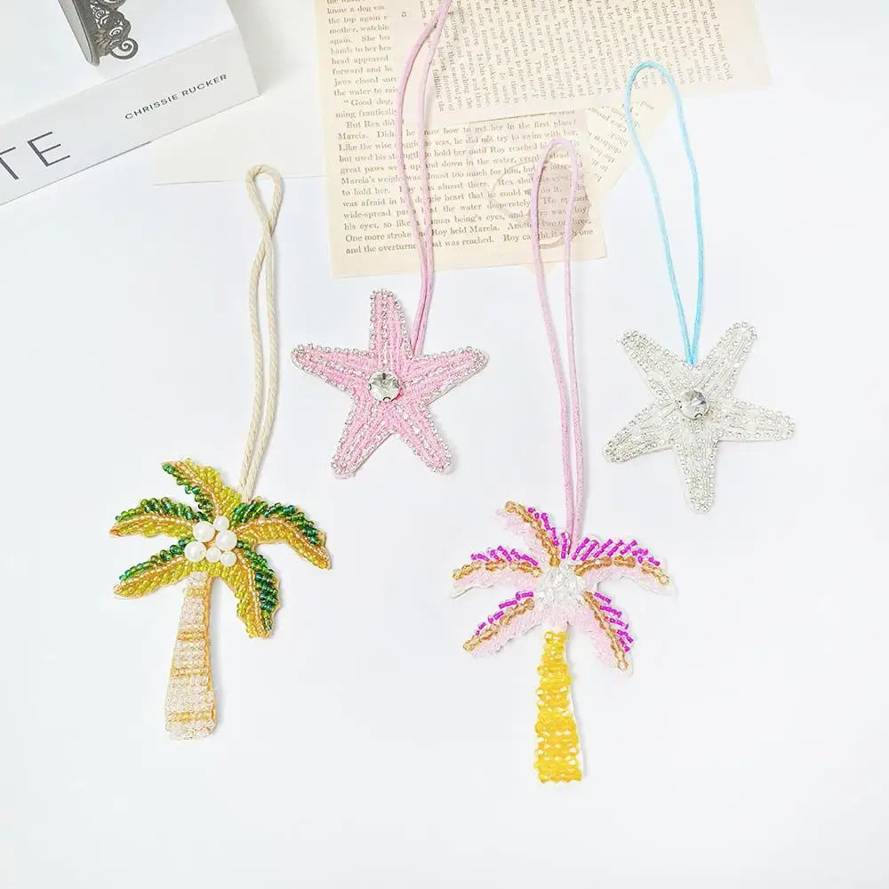 Coconut Tree Sequin Patch Keyring Bag Pendant Handmade