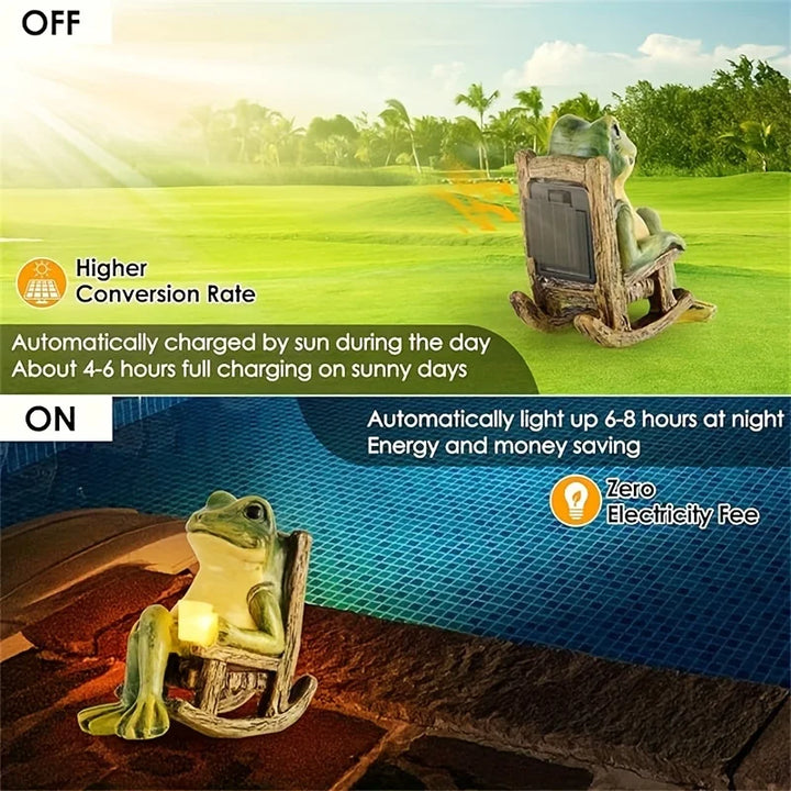 Solar Powered Mini Frog Garden Statue with LED Light – Indoor Outdoor Decorative Ornament Gift 2026