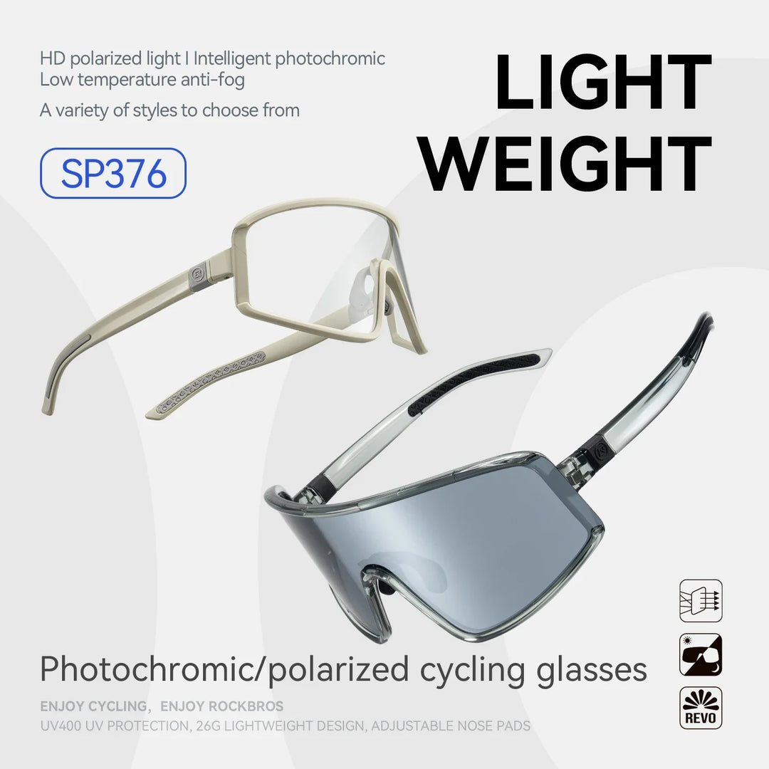Cycling Sunglasses Polarized UV400 Anti-Fog Photochromic Outdoor Eyewear All-Season Non-Slip Unisex