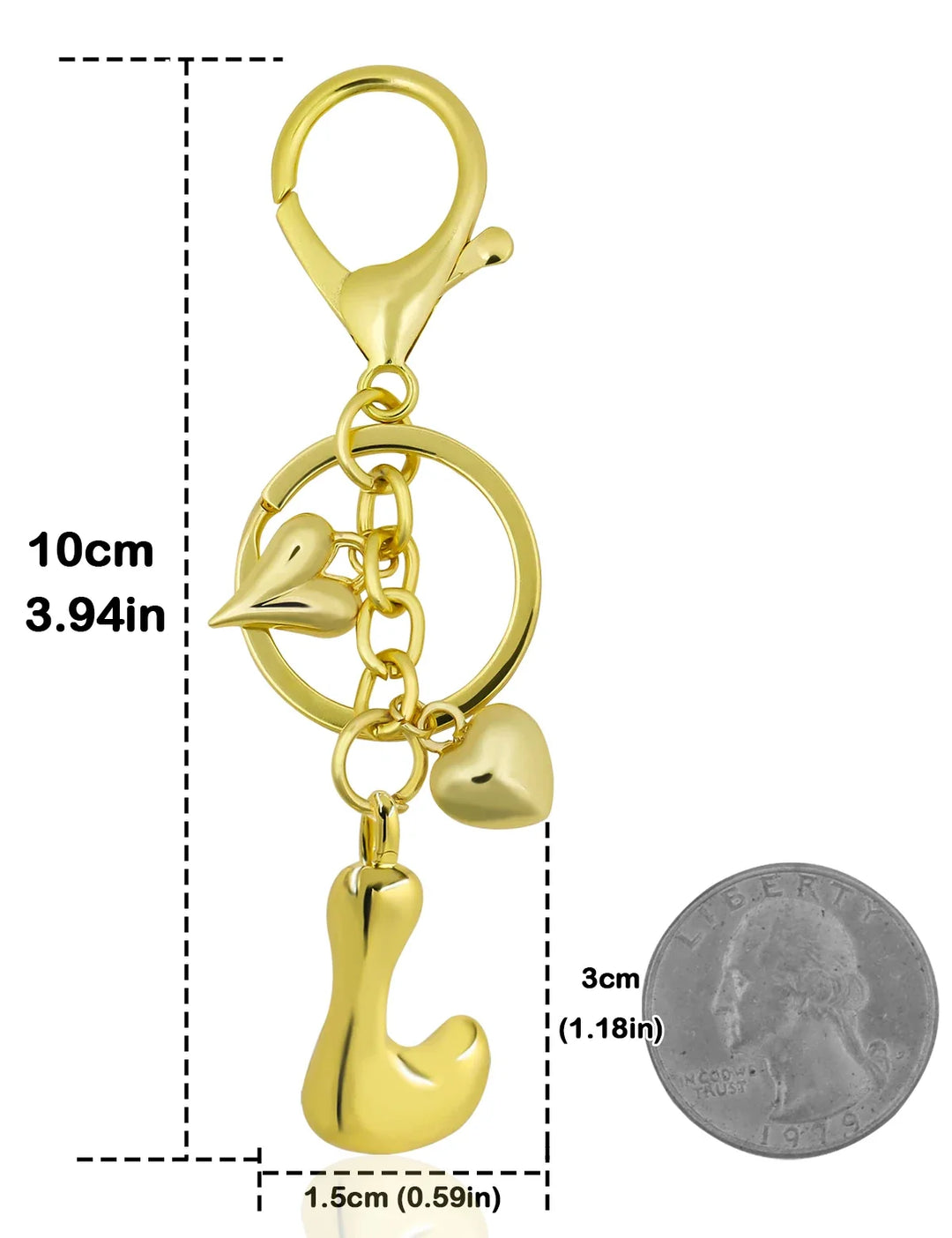 Personalized Keychain Gold Bubble Letter Bag Charm Gift