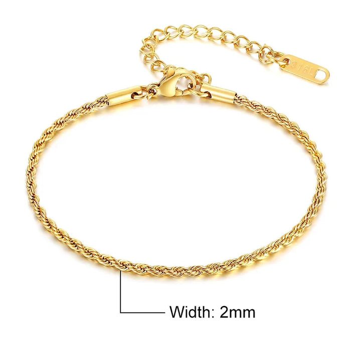 Stainless Steel Rope Chain Bracelet Twisted Singapore