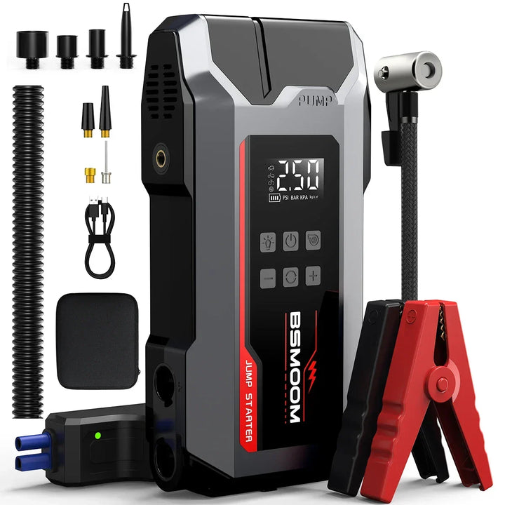 Car Jump Starter All In One Portable Power Bank With Wireless Tire Inflator Fall 2025 Emergency Prep Gift