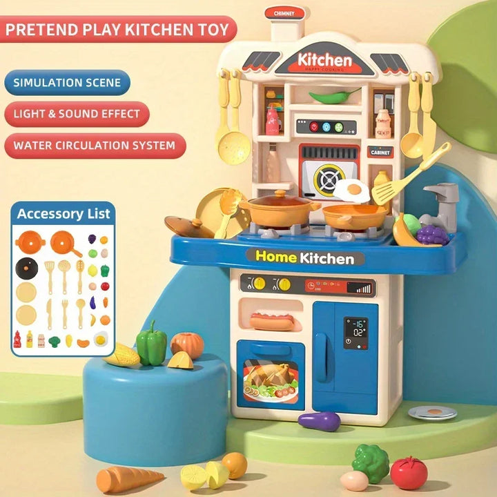 Kids Interactive Kitchen Play Set - Realistic Cooking Toys with Light &amp; Sound for Ages 3+, Fun Gift for Boys &amp; Girls