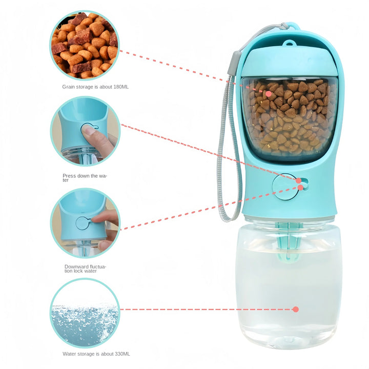 Portable Dog Cat Water Bottle with Food Storage for Outdoor Travel Pet Supplies