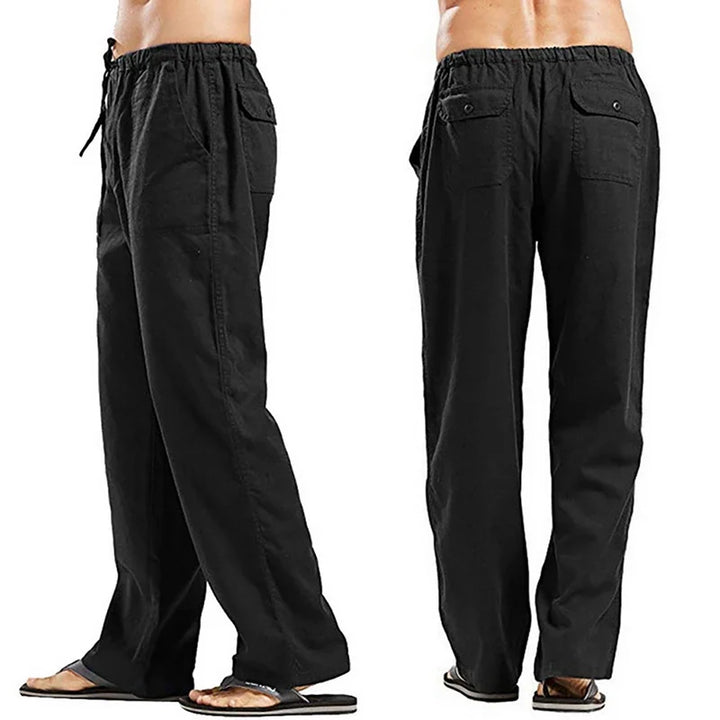Solid Color Multi-Pocket Linen Men Pants - Casual Breathable Summer Trouser, Large Size