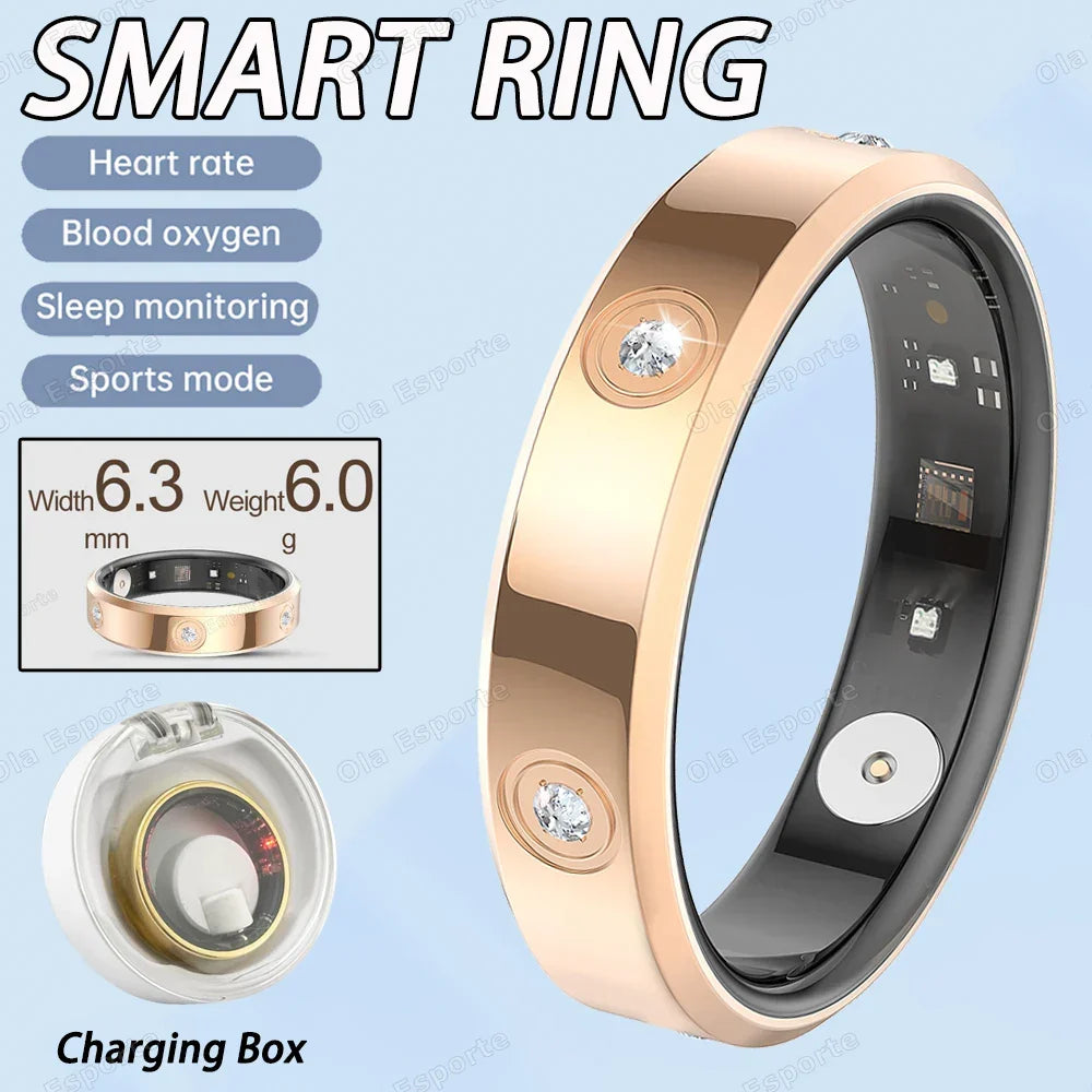 Smart Ring Health Tracker IP68 Waterproof Sleep Heart Rate Oxygen Monitor Fall 2025 Wellness Gift