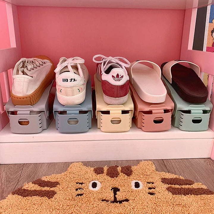 Adjustable Shoe Organizer Rack - 6Pcs Space Saving Home Organizers for Closet Storage