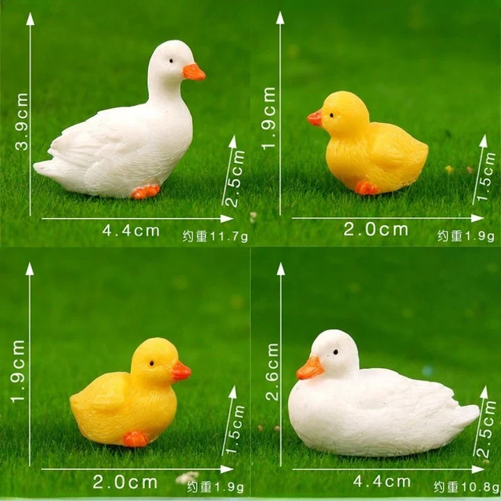 Duck Resin Ornaments Four Piece Garden Figurines Spring Garden Decor Micro Landscape Water Feature Durable Resin Decor