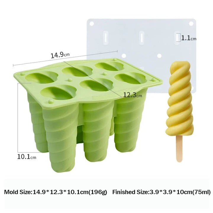 6-Hole Silicone Popsicle Molds for Homemade Ice Cream, Easy Release Ice Pop Maker with Cover and Sticks