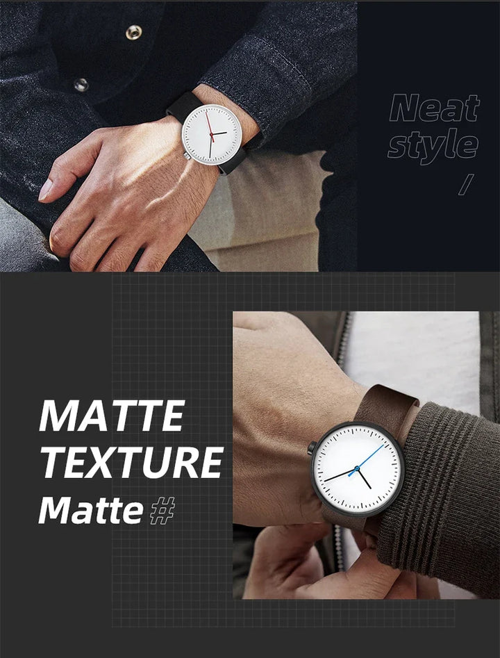 Classic unisex quartz wristwatch – leather strap, round dial, minimalist everyday timepiece