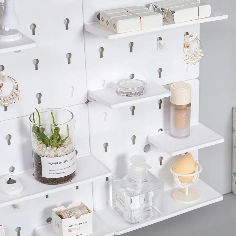 Punch-Free Wall Shelf Organizer with Home Organizers, No Drilling, Kitchen &amp; Bedroom Pegboard Holder