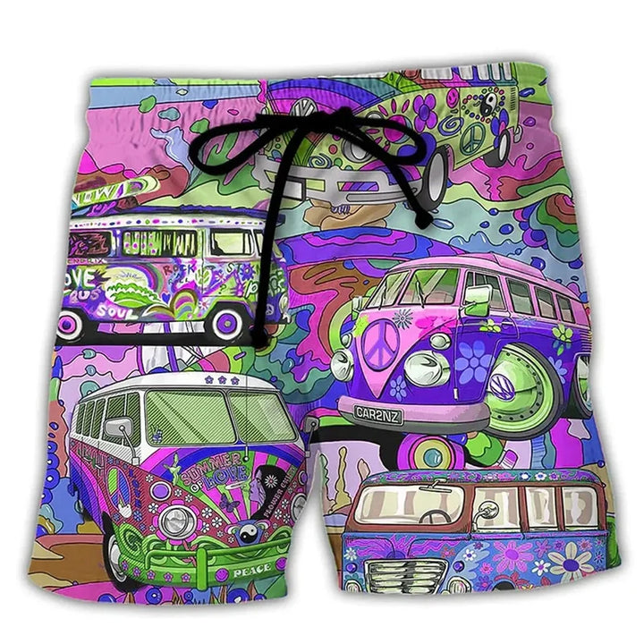 Trendy Swim Shorts for Men with Graffiti Print, Lightweight Quick-Drying Fabric, Adjustable Fit, Perfect for Summer Activities