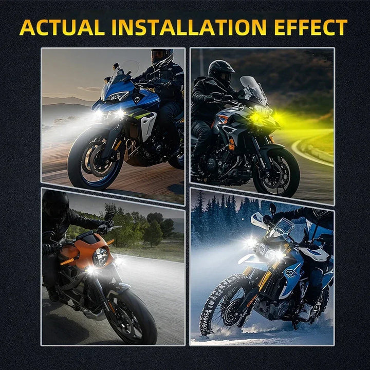 HAOLIDE LED Motorcycle Headlight 6000K – Auxiliary Fog Spot Light 3500K Strobe Off-Road Motorbike 2026