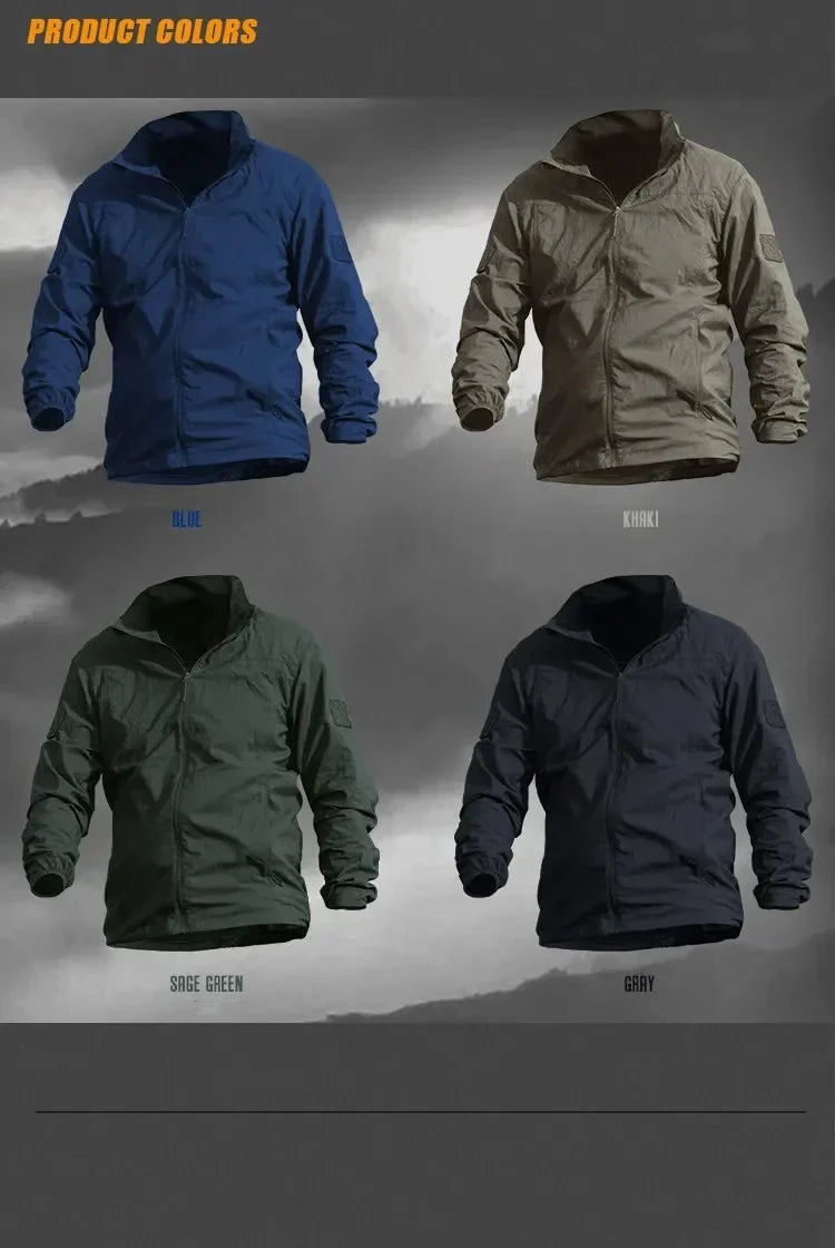 Lightweight Men’s Jacket - Tactical Zip, Polyester, Summer