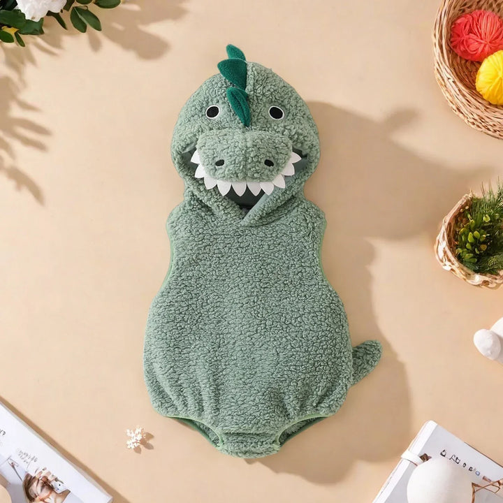 Baby Dinosaur Halloween Romper Plush Hooded Sleeveless