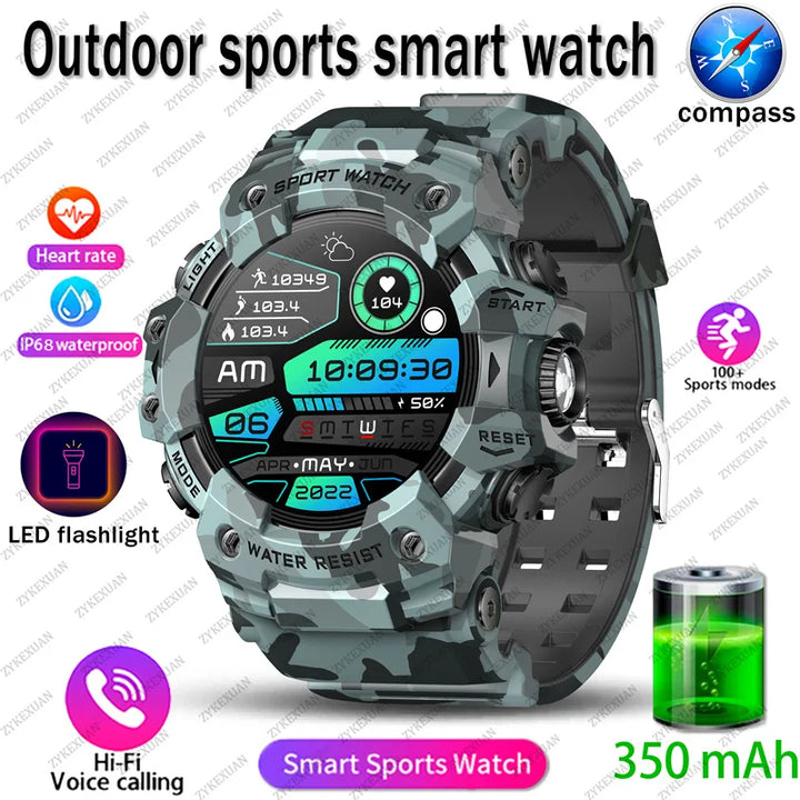 Smart Watch Rugged Outdoor Edition Fall 2025 Bluetooth Calls Waterproof IP68 Compass Flashlight SOS 1.39 Inch Display