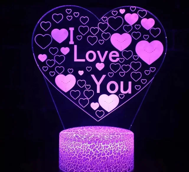 3D Illusion Heart Lamp - USB LED Night Light, An Ideal Valentine&