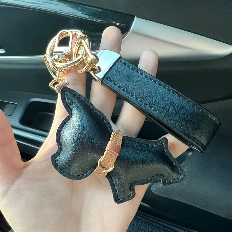 Leather Dog Keychain Car Charm Bag Hanging Accessory