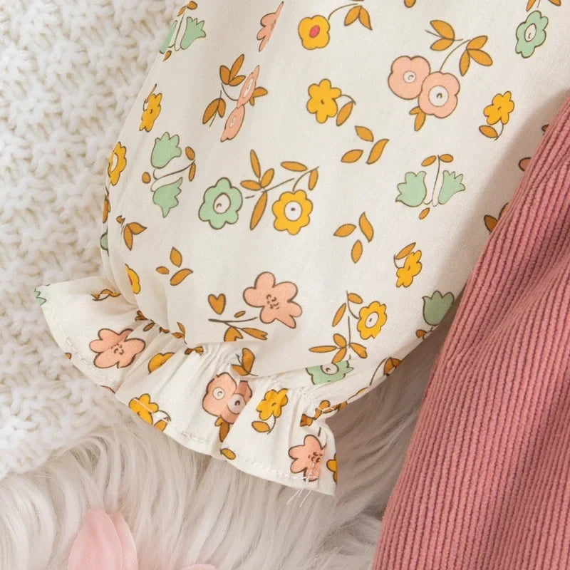 Soft baby girl dress - floral long sleeve, polyester, for classic spring and autumn wear
