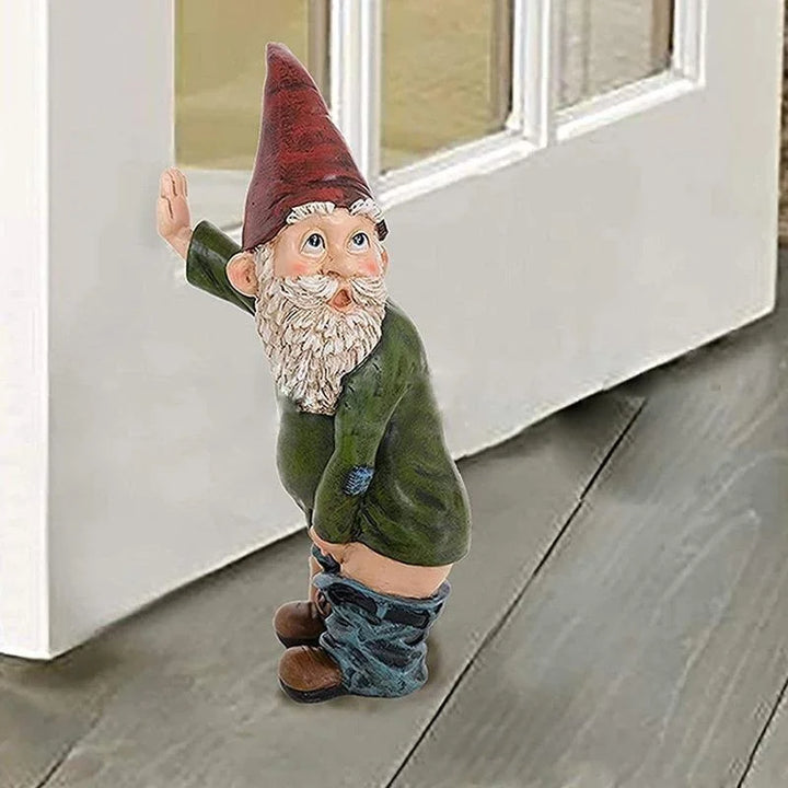 Garden Gnome Statue Urinating Outdoor Decor Christmas Holiday Garden Ornament Whimsical Gift Idea